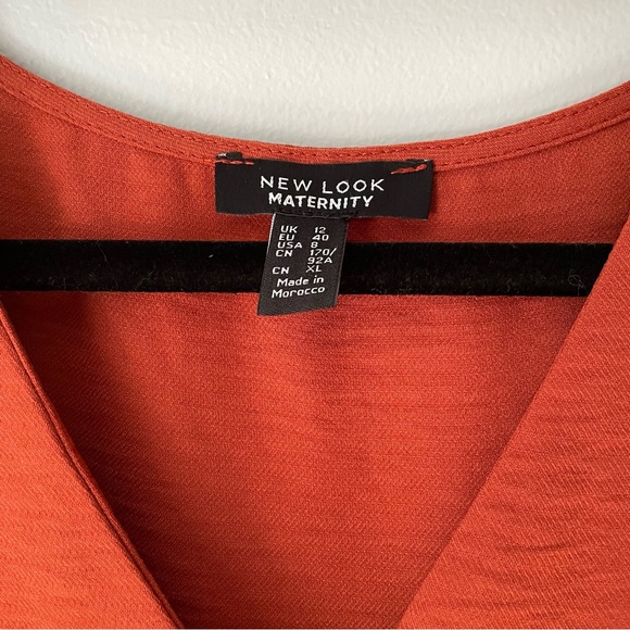 Rusty Pumpkin Orange Autumnal Maternity Button Peplum Peasant Top - Picture 4 of 7